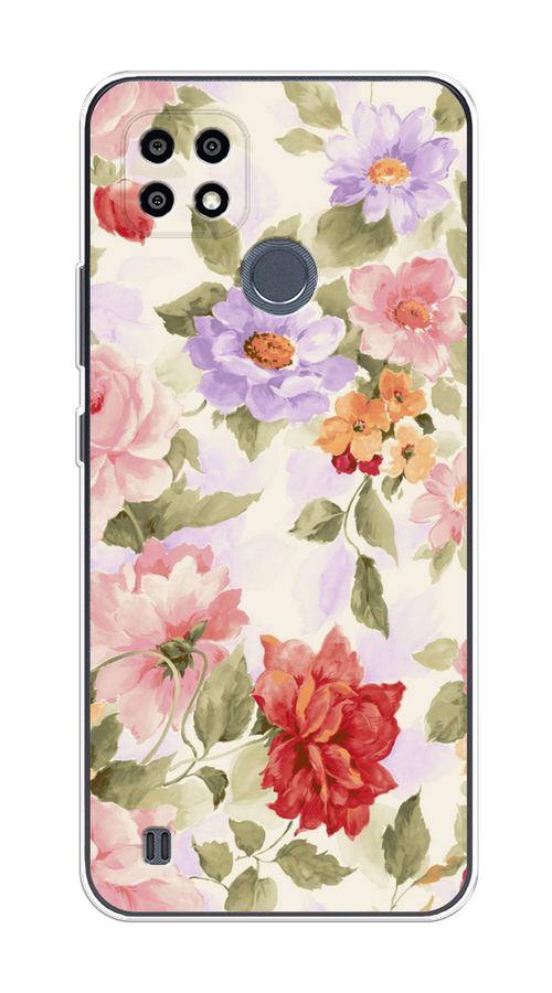 

Чехол на Oppo Realme C21Y/C25Y "Акварельные пионы", Розовый;бежевый, 256850-1