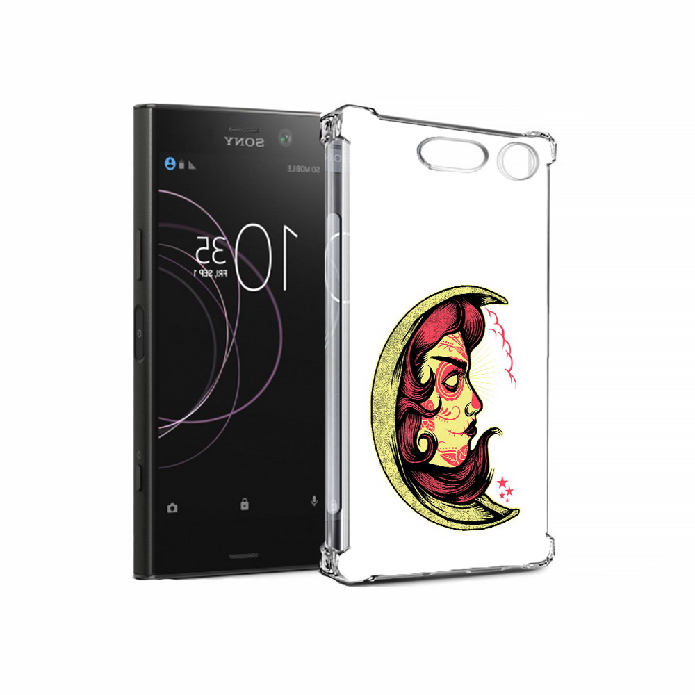 

Чехол MyPads Tocco для Sony Xperia XZ1 желтый полумесяц с лицом девушки (PT77229.221.346), Прозрачный, Tocco