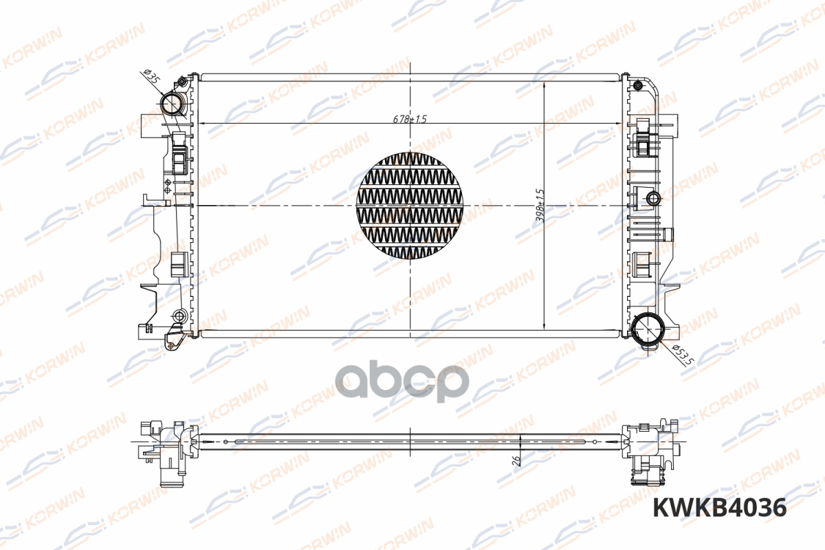 Радиатор Охлаждения Mb Sprinter (06-)/Crafter (06-) Mt (Гарантия 2 Года) KORWIN арт. KWKB4