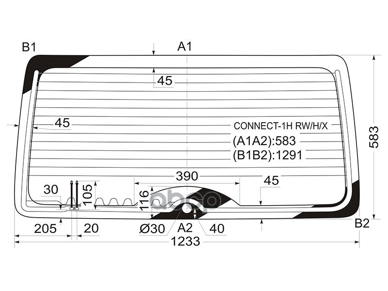 

Стекло Заднее С Обогревом +Отв. Ford Tourneo Transit Connect 02-13 XYG арт. CONNECT-1H RW/