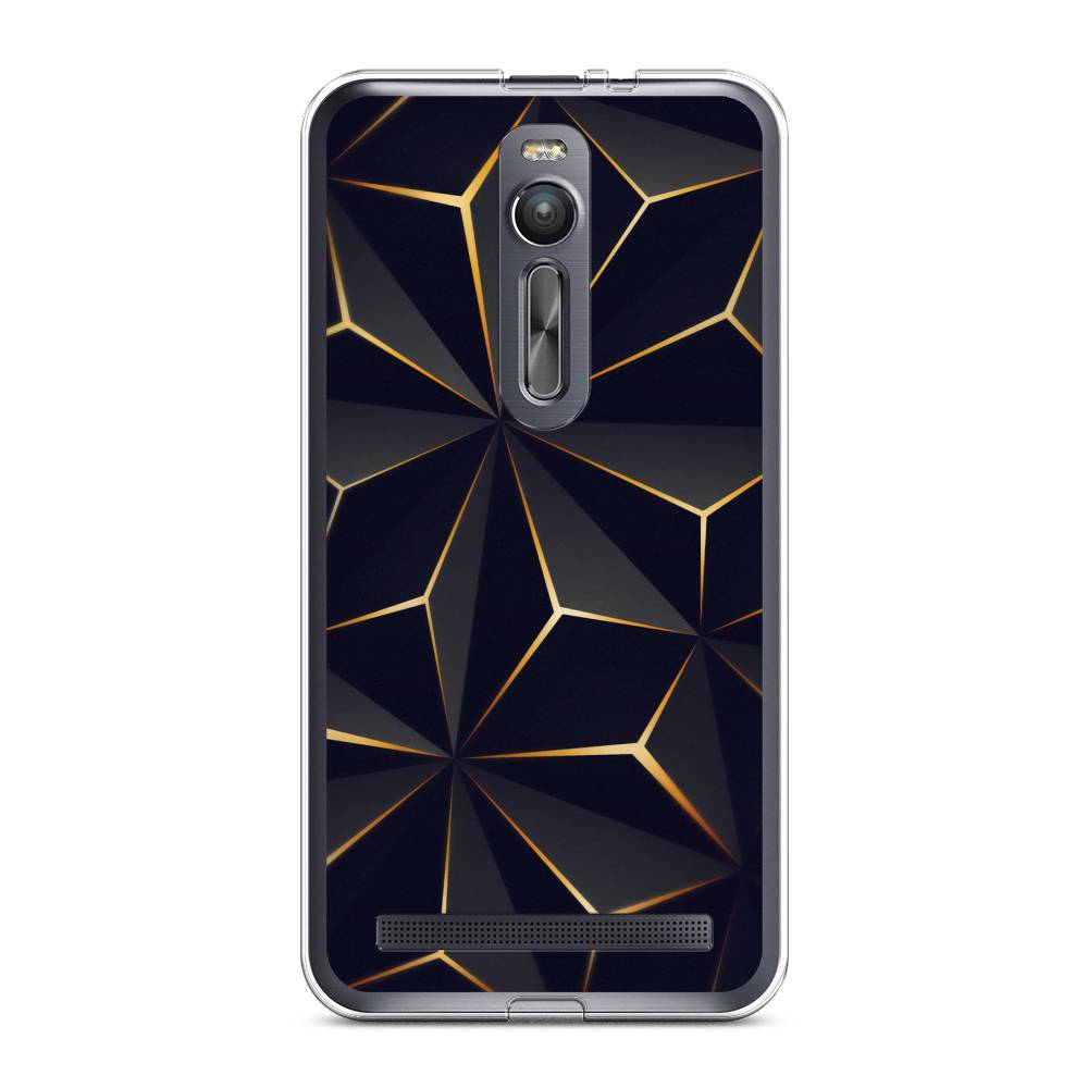 

Чехол на Asus Zenfone 2 ZE550ML "Черные полигоны", Золотистый;черный, 40550-3