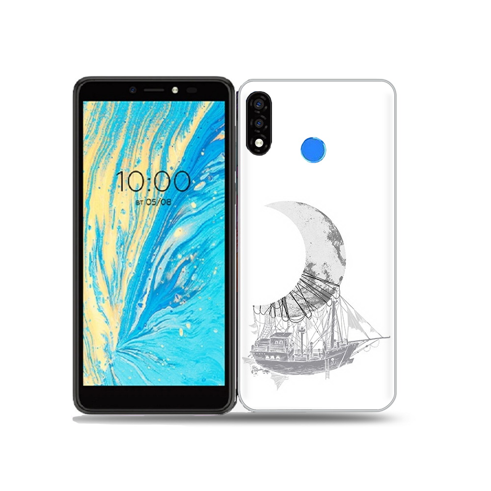 

Чехол MyPads Tocco для BQ 5740G Spring черно белый корабль полумесяц, Прозрачный, Tocco