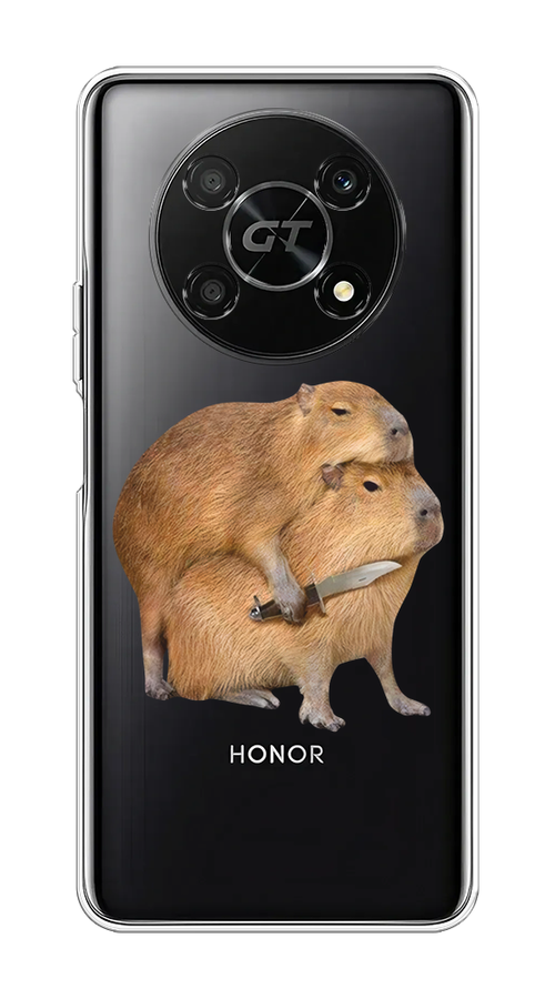 

Чехол на Honor X40 GT "Капибара с ножом", Бежевый, 6120150-1