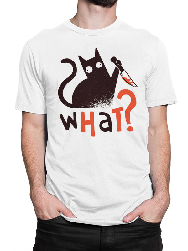 

Футболка мужская Dream Shirts Котик с Ножом What! белая 3XL, Котик с Ножом What!