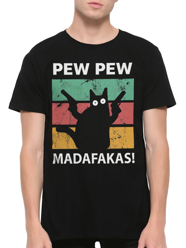 фото Футболка мужская dream shirts котик - pew pew madafakas черная 3xl