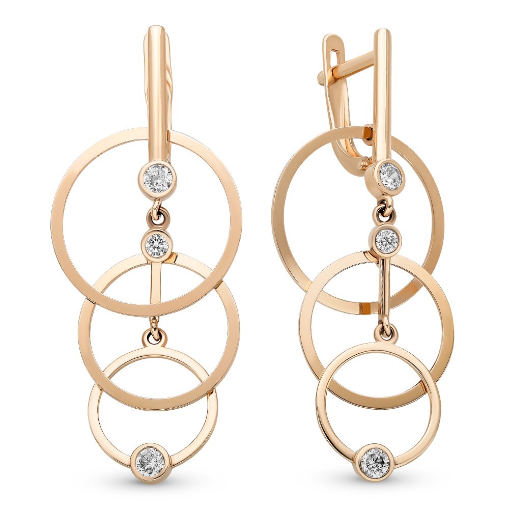 

Серьги подвески из красного золота 585Gold 302006179, фианит, 302006179