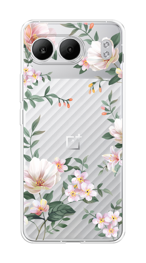 

Чехол на OnePlus Nord 4 5G "Beautiful white flowers", Бежевый;зеленый, 155250-1