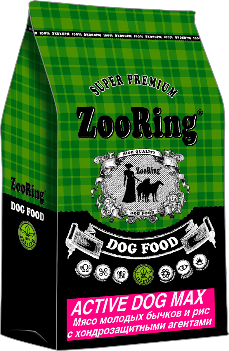фото Сухой корм для собак zooring active dog , рис, телятина, 10кг