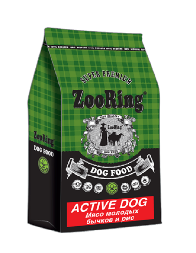 Сухой корм для собак ZooRing MINI ACTIVE DOG , рис, телятина, 10кг