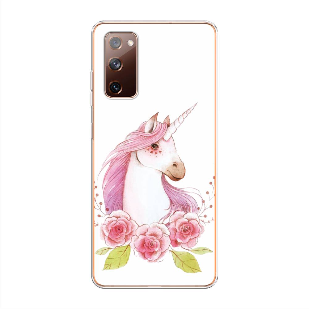 

Чехол на Samsung Galaxy S20 FE "Единорог цветы", Белый;розовый;серый, 2101350-1