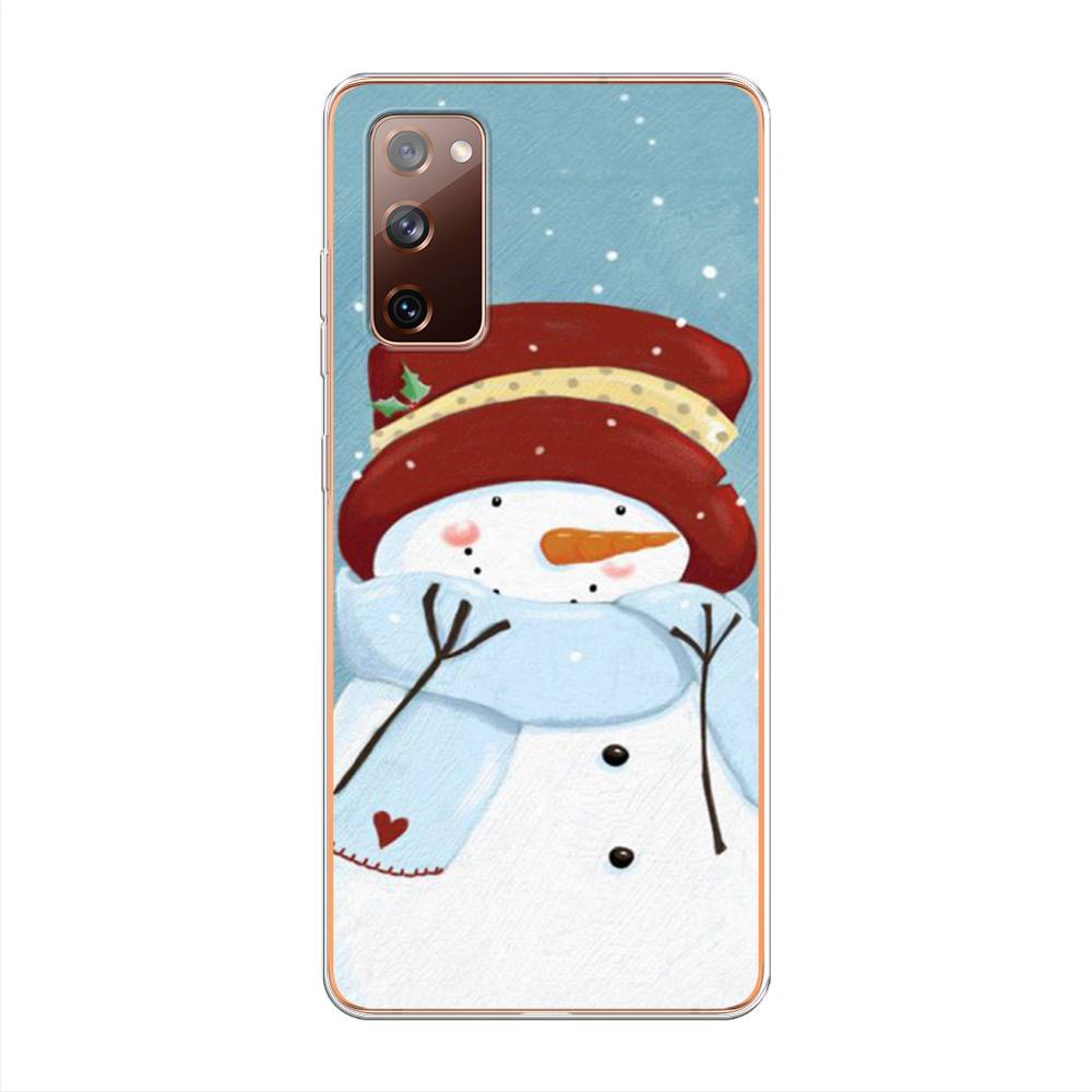 

Чехол для Samsung Galaxy S20 FE "Застенчивый снеговик", Голубой;белый;красный, 2101350-5