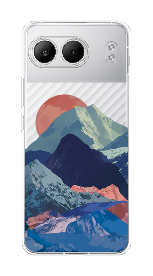 

Чехол на OnePlus Nord 4 5G "Закат в снежных горах", Бордовый;серый;голубой, 155250-1