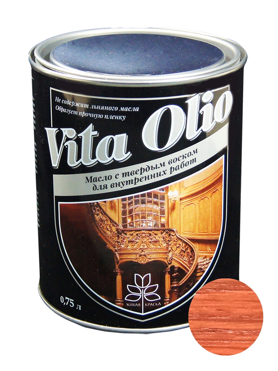 фото Масло интерьерное vita olio вишня 0,75 л. с воском живая краска