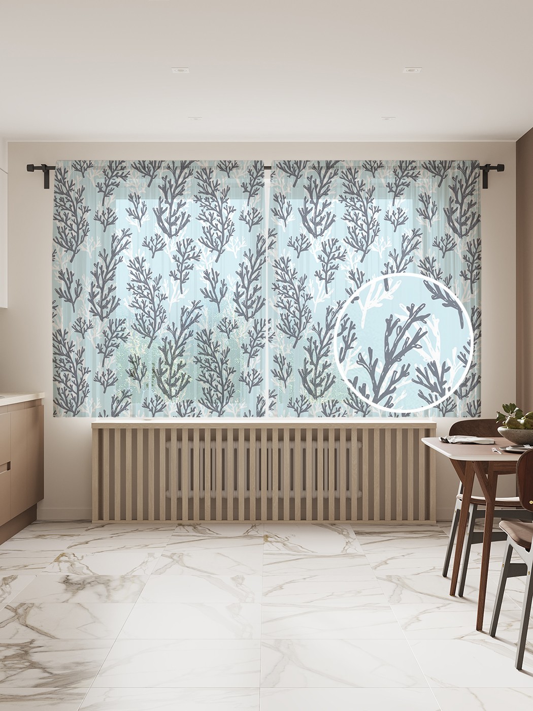 

Фототюль JoyArty "Зимние ветки", 145x180 см (2 полотна со шторной лентой + 50 крючков), Зимние ветки