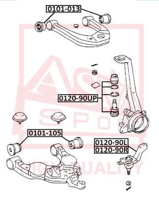 

Опора шаровая верхняя ASVA 012090up
