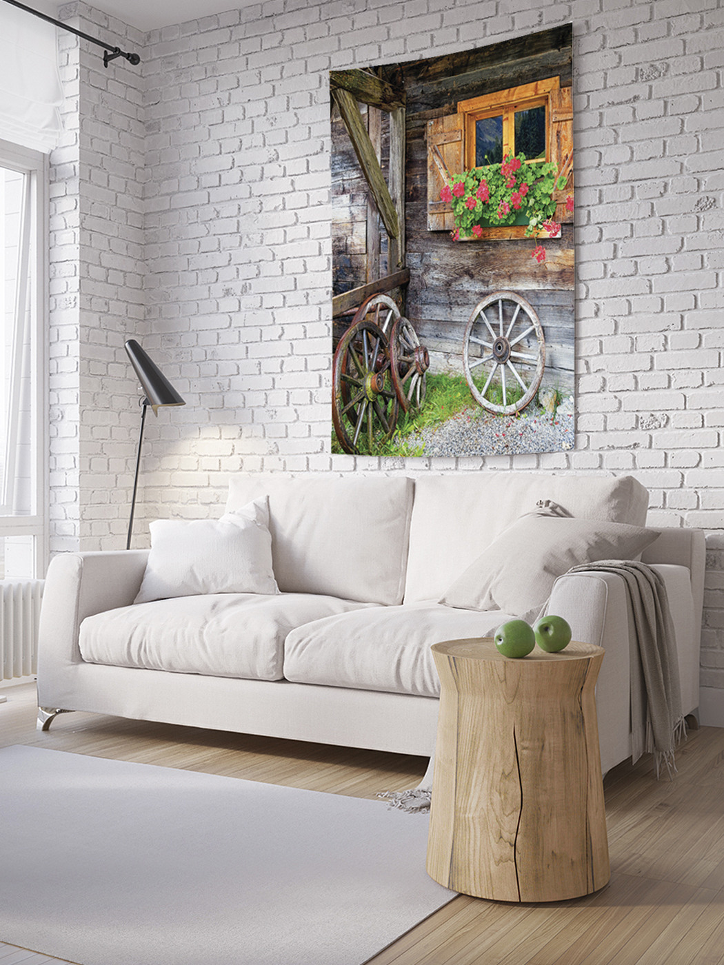 фото Вертикальное фотопанно на стену joyarty "колеса во дворе", 150x200 см