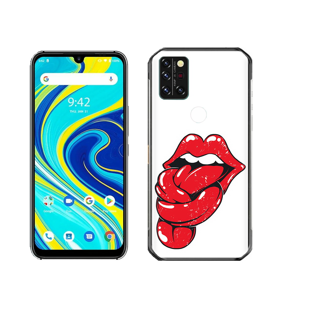 

Чехол MyPads Tocco для Umidigi A7 Pro яркие губы с языком, Прозрачный, Tocco