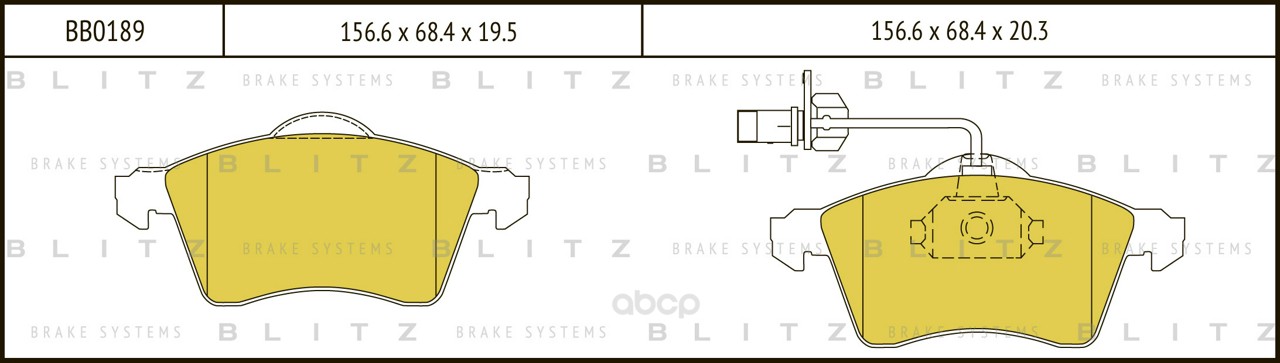 

Тормозные колодки BLITZ передение с датчиком BB0189