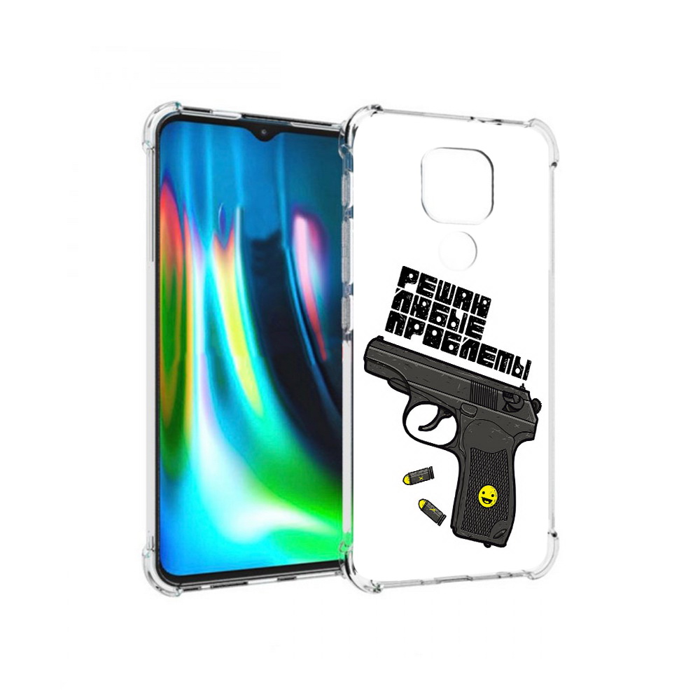 

Чехол MyPads Tocco для Motorola Moto G9 Play пистолет против проблем (PT227081.347.542), Прозрачный, Tocco