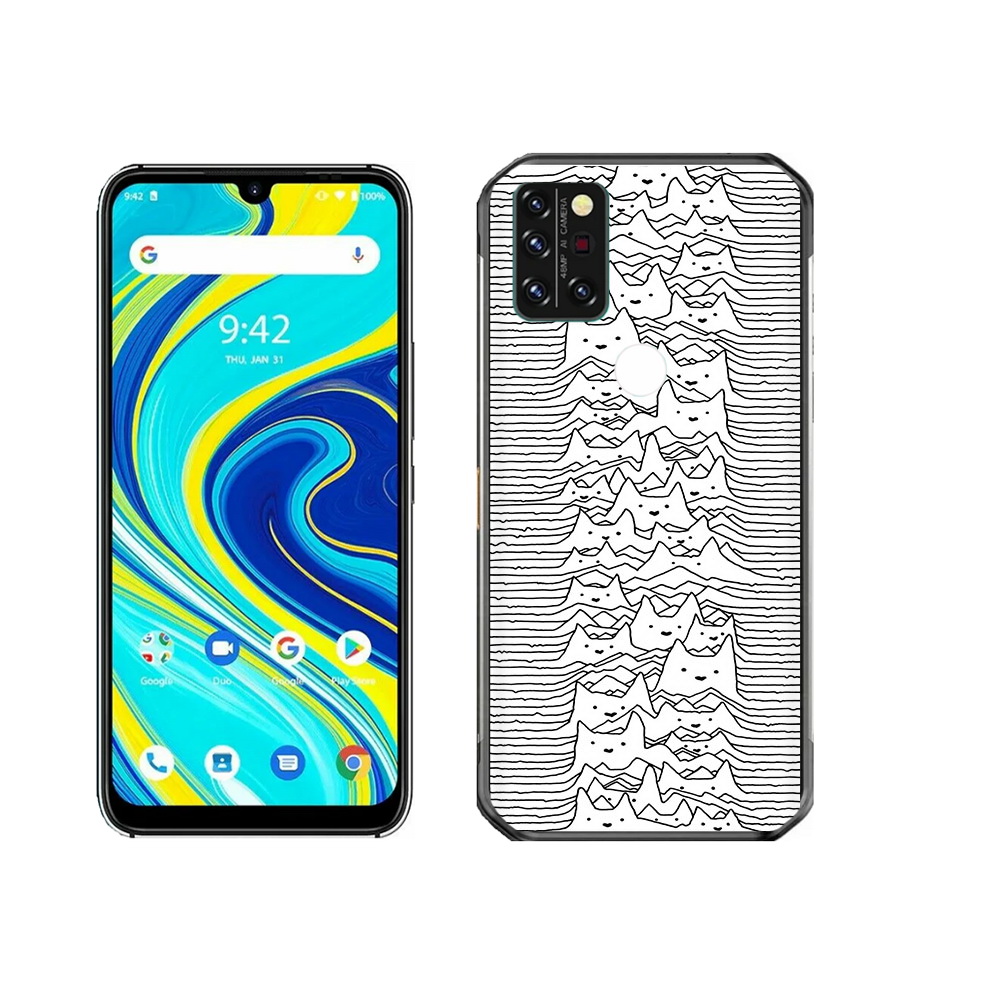 

Чехол MyPads Tocco для Umidigi A7 Pro черно белые коты 3D, Прозрачный, Tocco