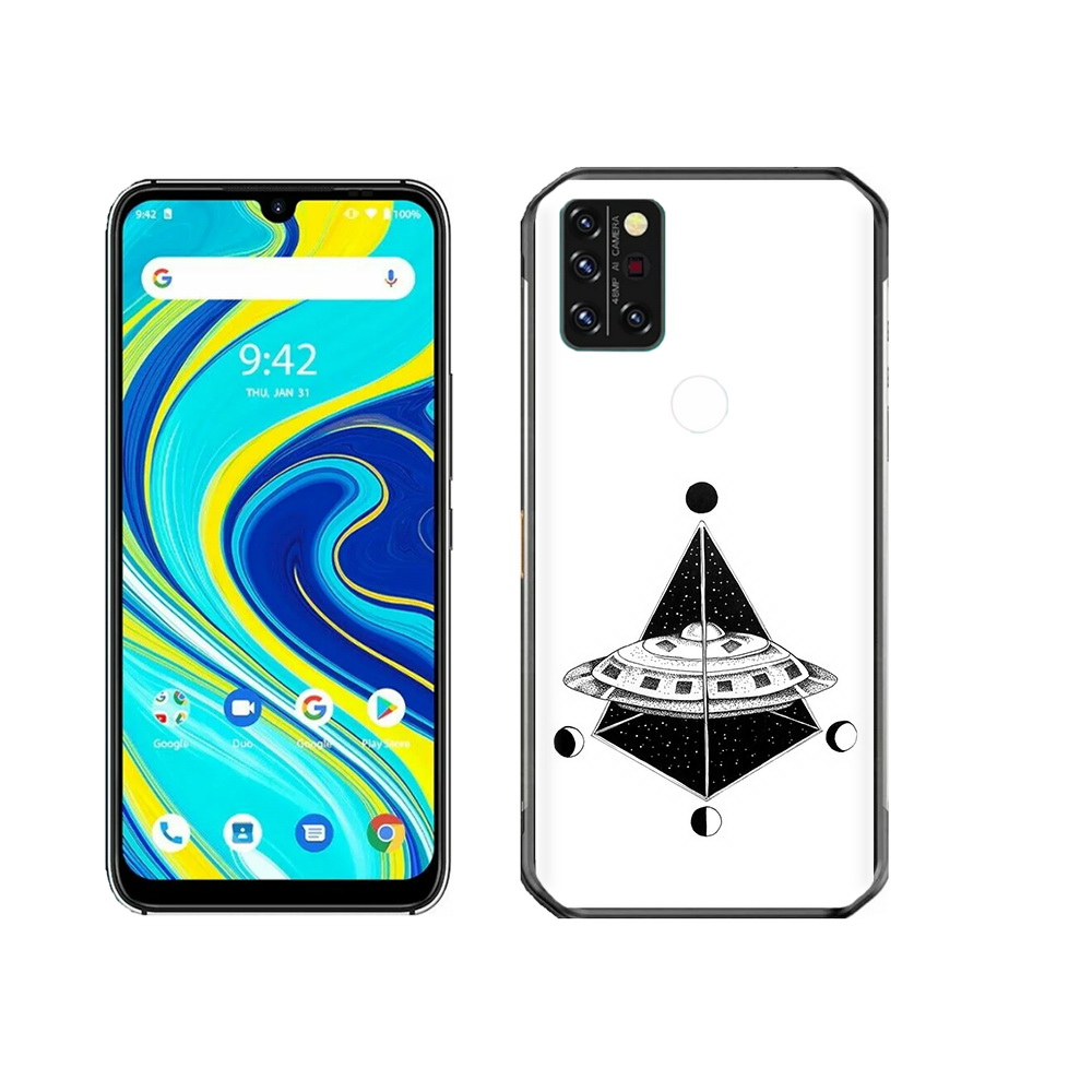 

Чехол MyPads Tocco для Umidigi A7 Pro черно белая летающая тарелка, Прозрачный, Tocco