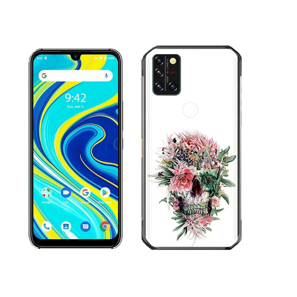 

Чехол MyPads Tocco для Umidigi A7 Pro череп из цветов, Прозрачный, Tocco