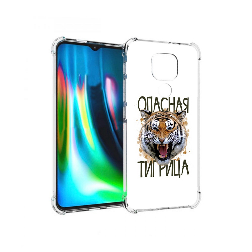 

Чехол MyPads Tocco для Motorola Moto G9 Play опасная тигрица (PT227081.347.527), Прозрачный, Tocco