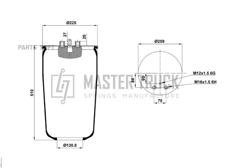 Пневмоподушка Без Стакана 4882N1P054882N1P01 2Шт 1Шт MASTER TRUCK MTPO0488201