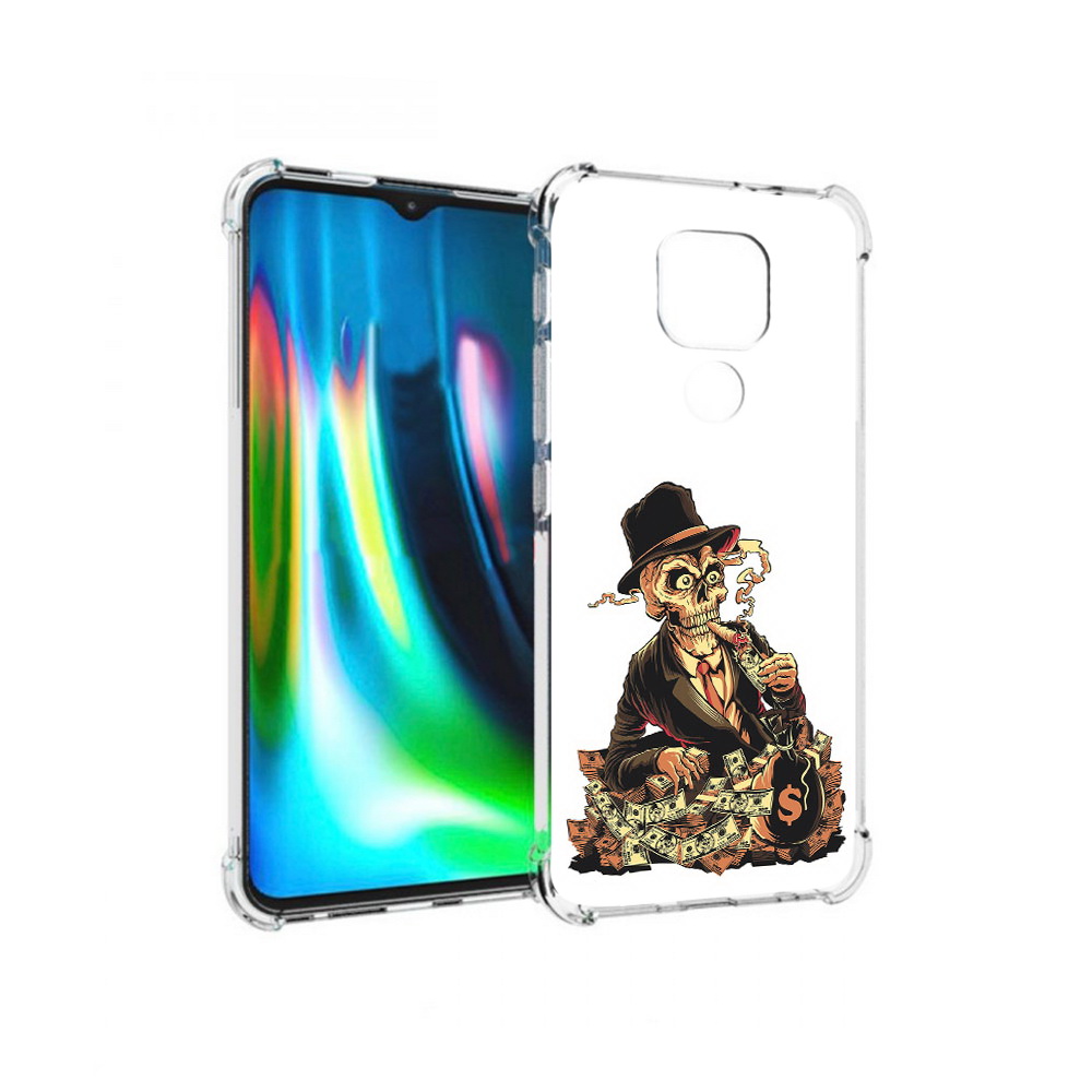 

Чехол MyPads Tocco для Motorola Moto G9 Play нарисованный череп с сигаретой, Прозрачный, Tocco