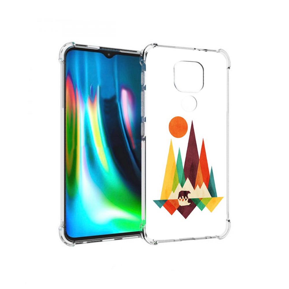 

Чехол MyPads Tocco для Motorola Moto G9 Play нарисованные горы с медведем, Прозрачный, Tocco