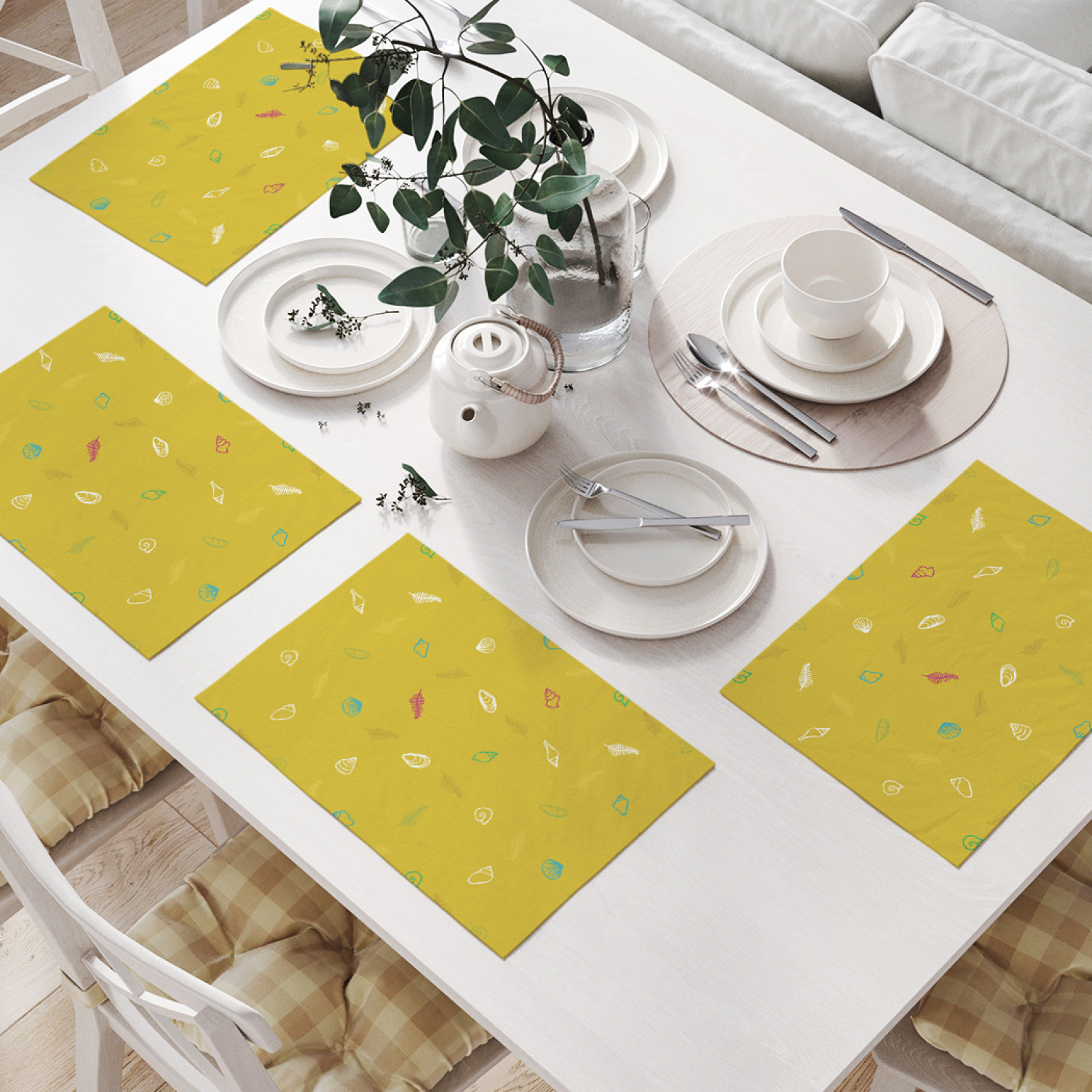 

Комплект салфеток JoyArty "Море ракушек" для сервировки стола (32х46 см, 4 шт.), Желтый, Море ракушек