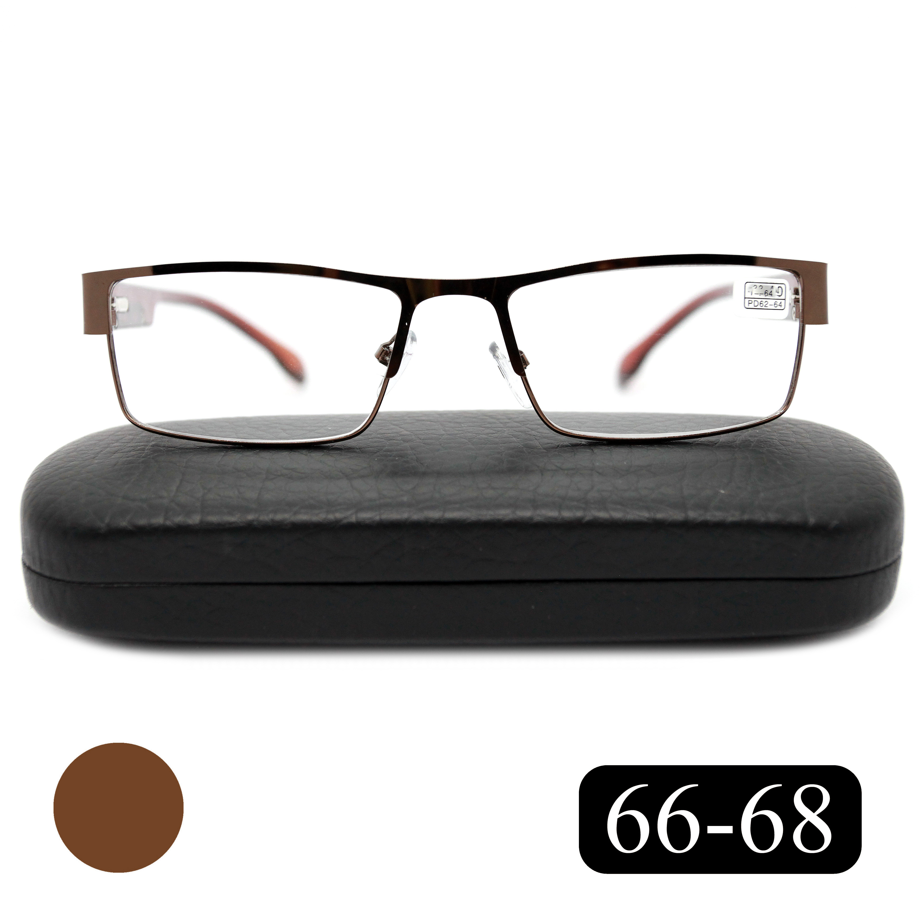 Готовые очки для чтения MOCT 019  1,25 с футляром, коричневого цвета, размер центральной зоны 66-68 мм.