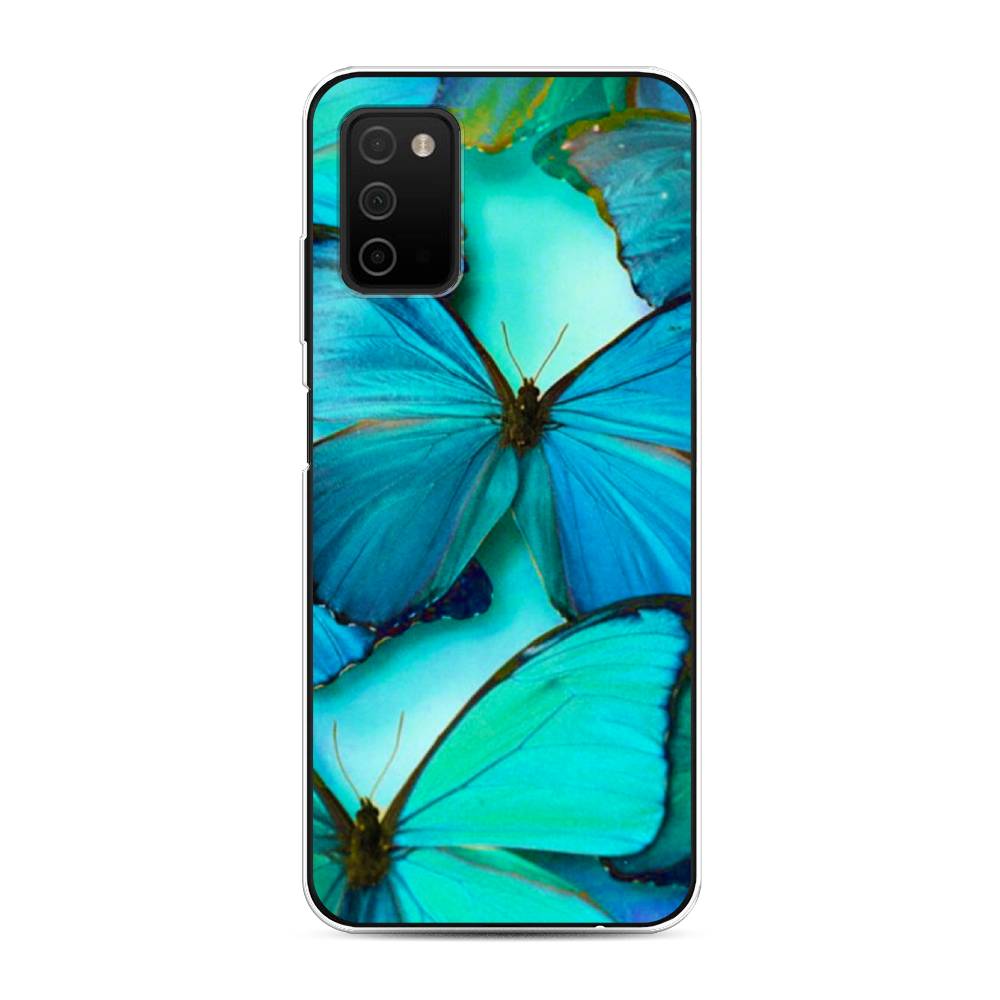 фото Силиконовый чехол "неоновые бабочки" на samsung galaxy a03s awog