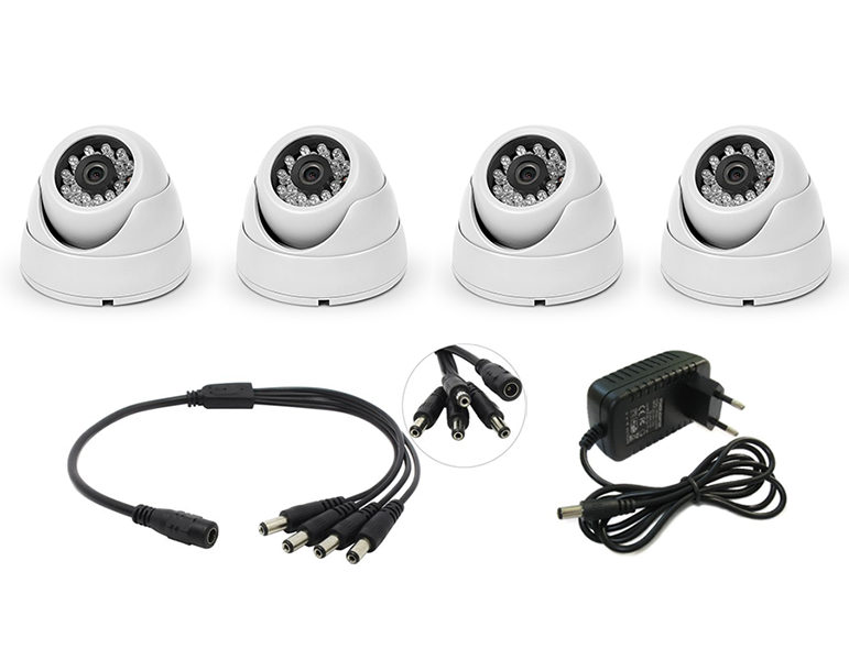 комплект видеонаблюдения ahd 2мп ps link kit a202hdm 2 камеры для помещения с микрофоном Комплект видеонаблюдения AHD 2Мп Ps-Link KIT-A204HDM / 4 камеры / с записью звука