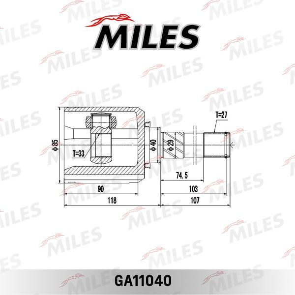 

Шрус Внутренний Левый Передний Nissan Qashqai I/X-Trail T31 07- Ga11040 Miles арт. GA11040