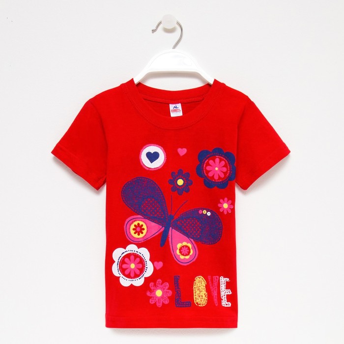 

Футболка для девочки, цвет красный/Love, рост 128 см