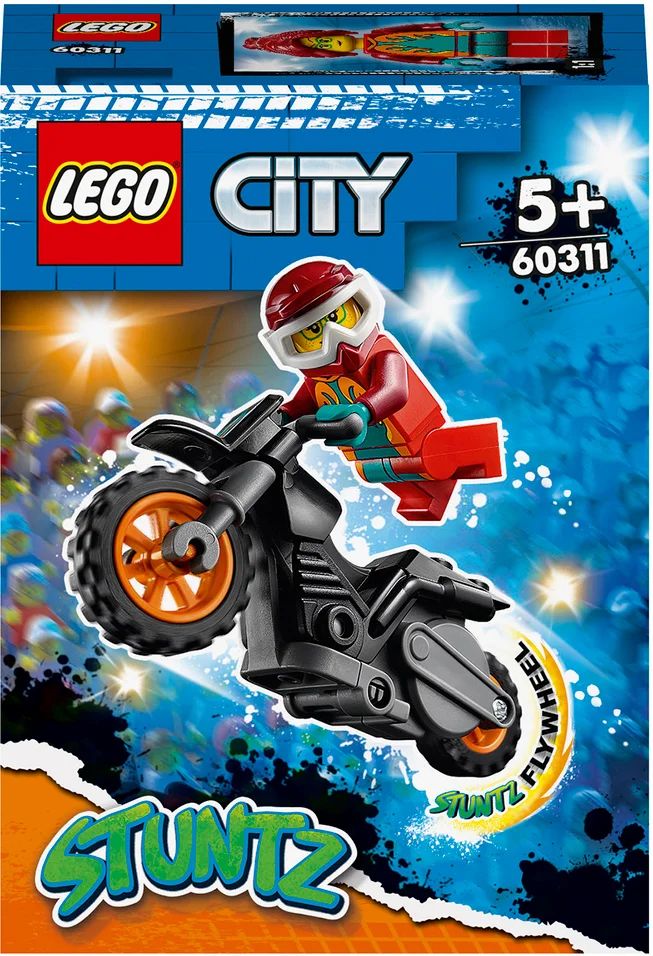 Конструктор LEGO City Огненный трюковый мотоцикл, 11 деталей, 60311 конструктор lego city 60359 испытание каскадеров с трамплином и кольцом