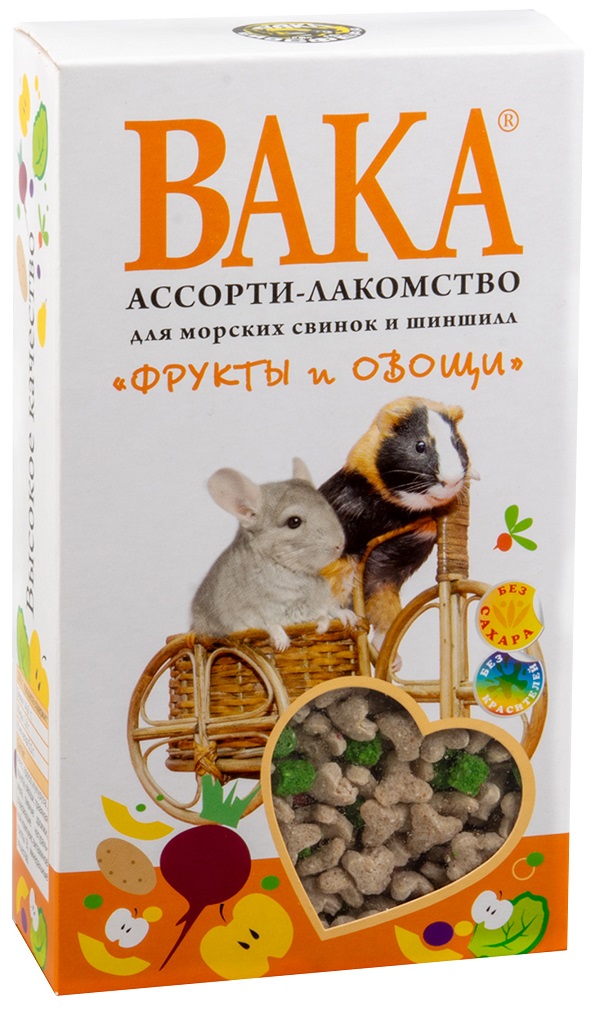 

Лакомство для морских свинок и шиншилл Вака Ассорти, овощи и фрукты, 140 г