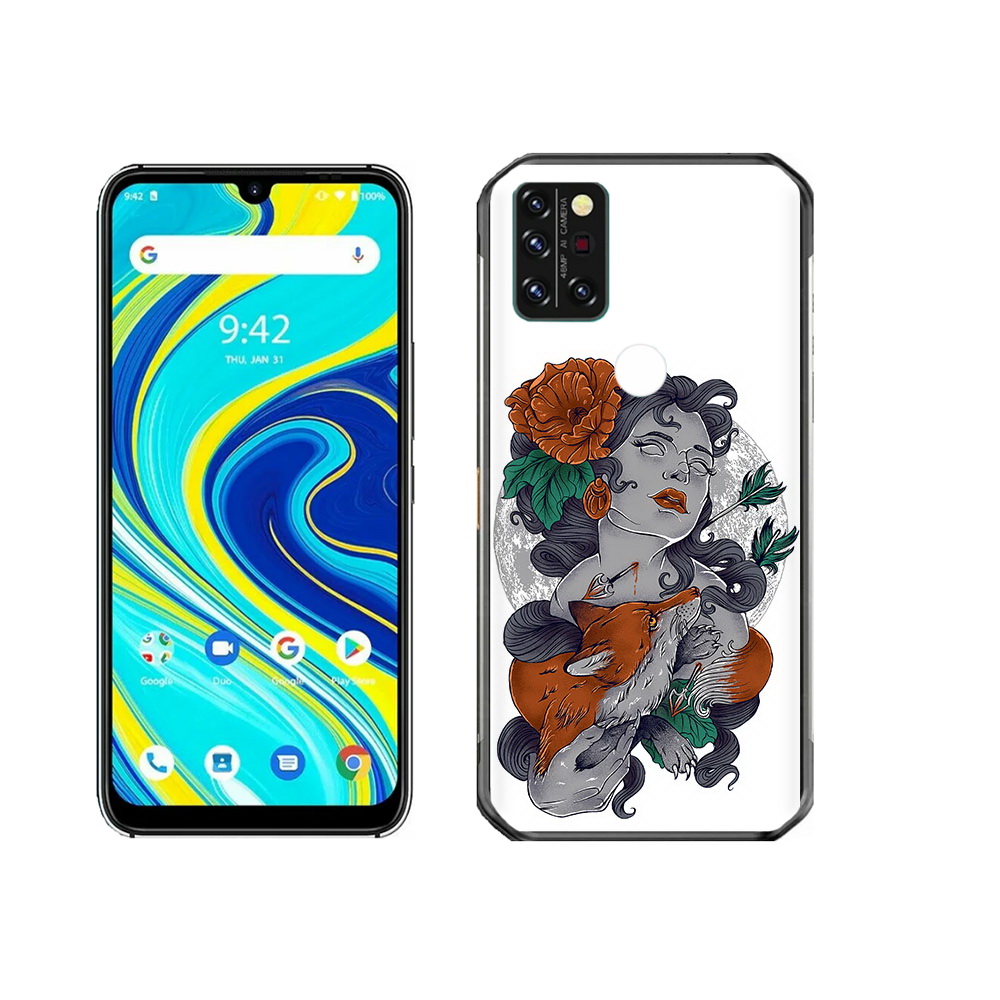 

Чехол MyPads Tocco для Umidigi A7 Pro темная девушка с лисой, Прозрачный, Tocco