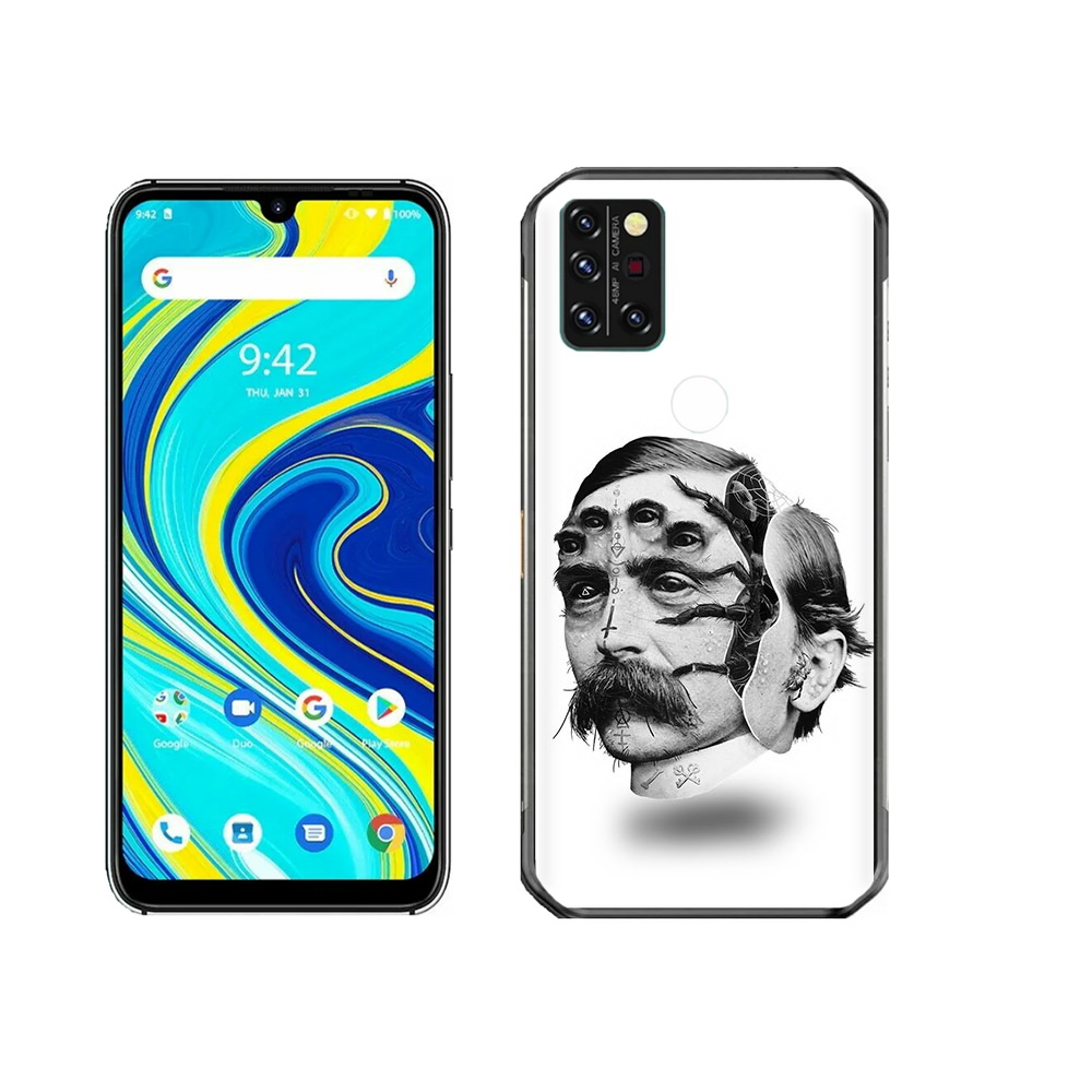 

Чехол MyPads Tocco для Umidigi A7 Pro страшное лицо мужчины, Прозрачный, Tocco