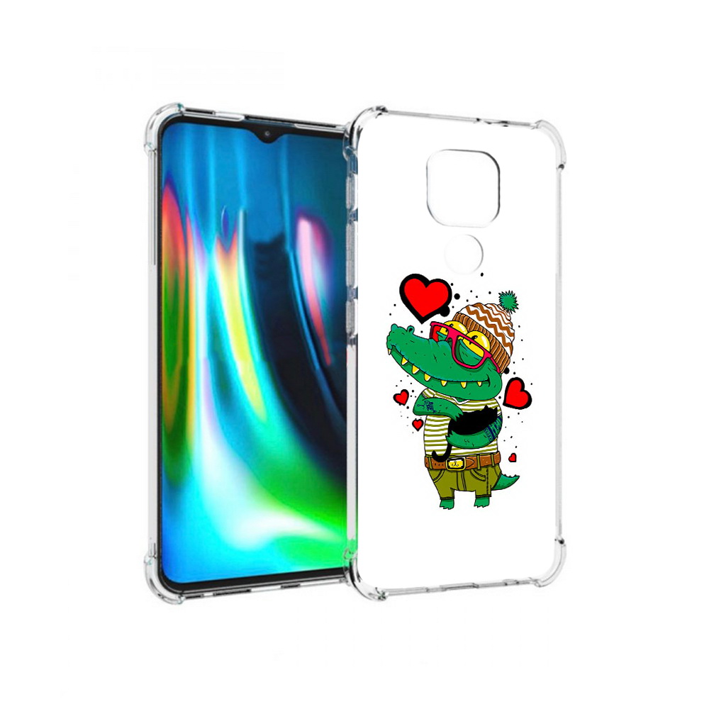 

Чехол MyPads Tocco для Motorola Moto G9 Play Влюбленный крокодил (PT227081.347.48), Прозрачный, Tocco
