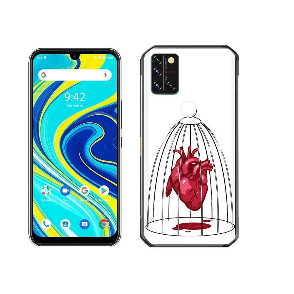 

Чехол MyPads Tocco для Umidigi A7 Pro сердце в клетке, Прозрачный, Tocco