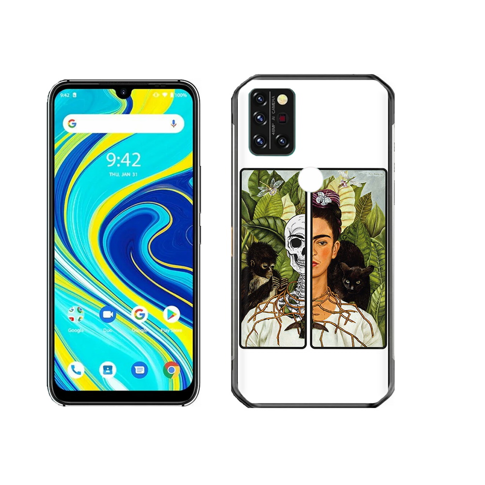

Чехол MyPads Tocco для Umidigi A7 Pro сдвоенная картинка девушка скелет, Прозрачный, Tocco