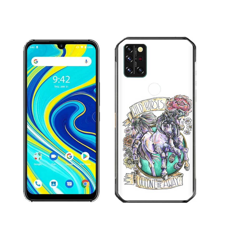 

Чехол MyPads Tocco для Umidigi A7 Pro рисунок коней в цветах, Прозрачный, Tocco