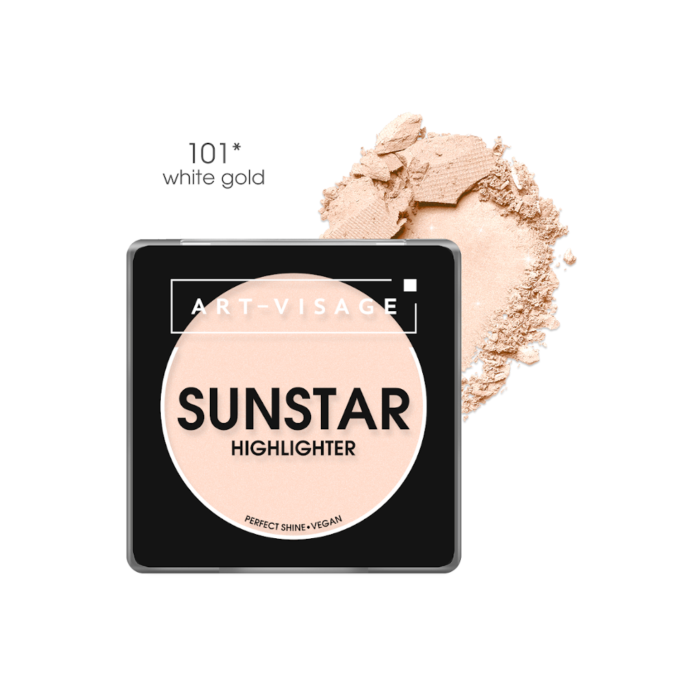 Хайлайтер пудровый ART-VISAGE SUNSTAR 101 white gold create your balance glow boost powder highlighter создай свой баланс сияющий пудровый хайлайтер