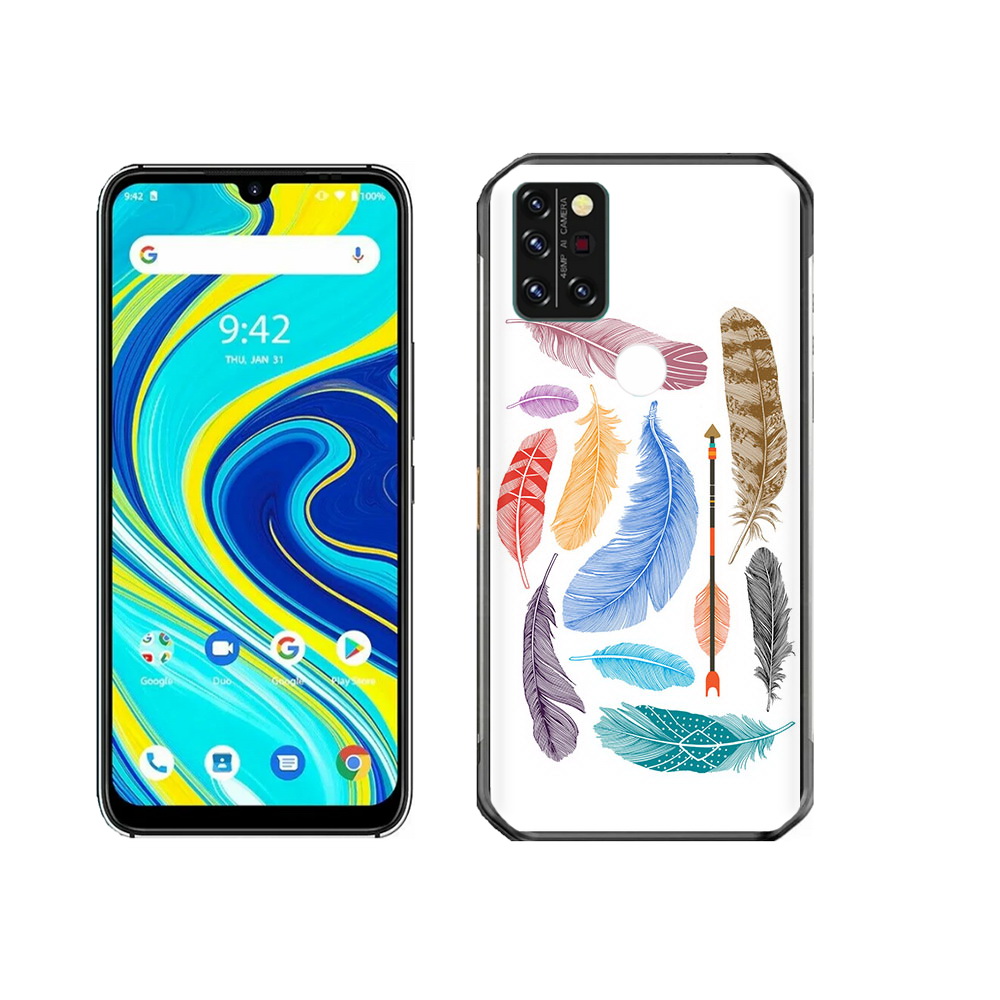 

Чехол MyPads Tocco для Umidigi A7 Pro разноцветные перья, Прозрачный, Tocco