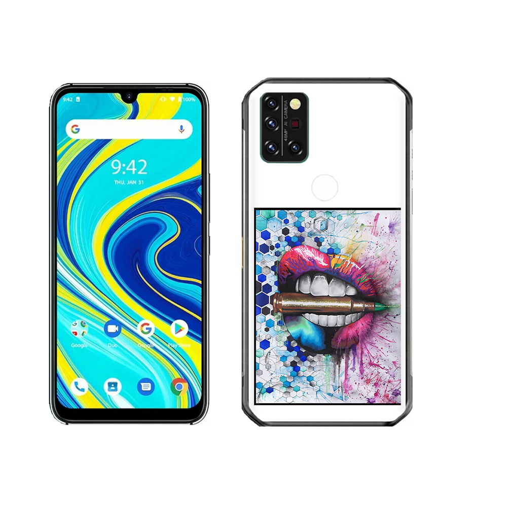 

Чехол MyPads Tocco для Umidigi A7 Pro разноцветные губы с пулей, Прозрачный, Tocco