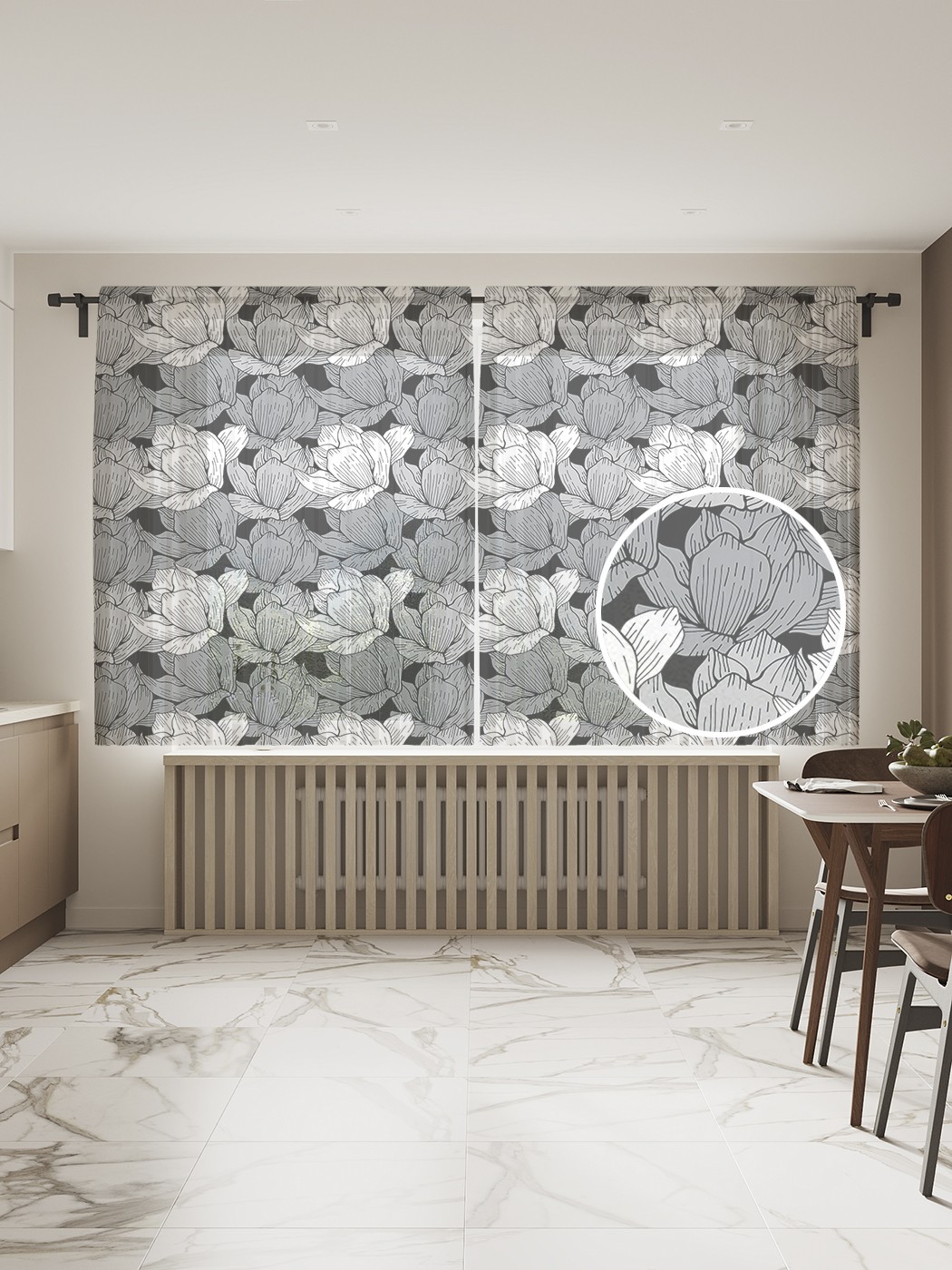 

Фототюль JoyArty "Цветочная стереограмма" 145x180см, 2 полотна, лента, 50 крючков, Цветочная стереограмма