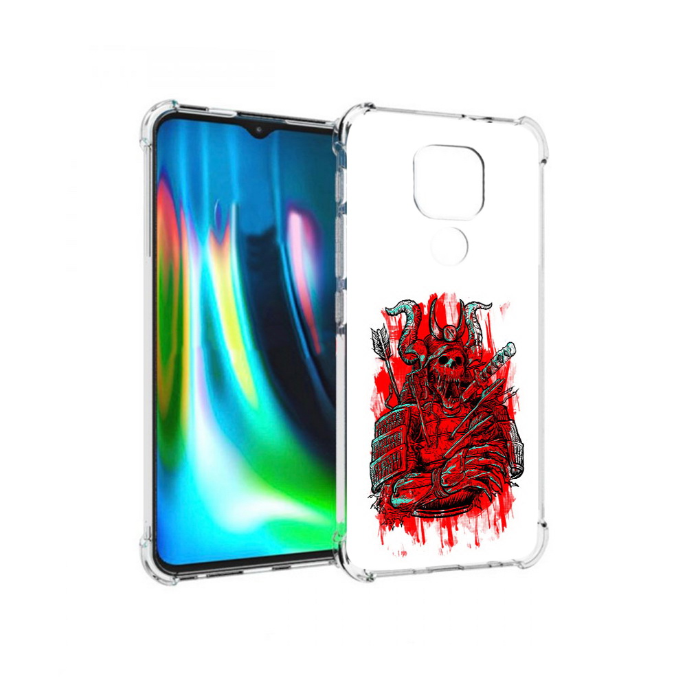 

Чехол MyPads Tocco для Motorola Moto G9 Play красный скелет воин (PT227081.347.413), Прозрачный, Tocco