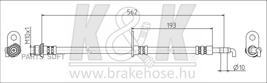 

K&K Шланг тормозной KиK FT1884 Шланг тормозной RR RH CAMRY ##V5# 11 1шт